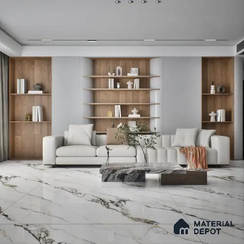 TL 00351 Pearl White 6 ft x 4 ft Glossy Finish Endless Vitrified Wall & Floor Tile - 9 mm | Adhesive and Spacers Must be Used During Installation