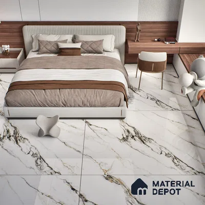 TL 00351 Pearl White 6 ft x 4 ft Glossy Finish Endless Vitrified Wall & Floor Tile - 9 mm | Adhesive and Spacers Must be Used During Installation