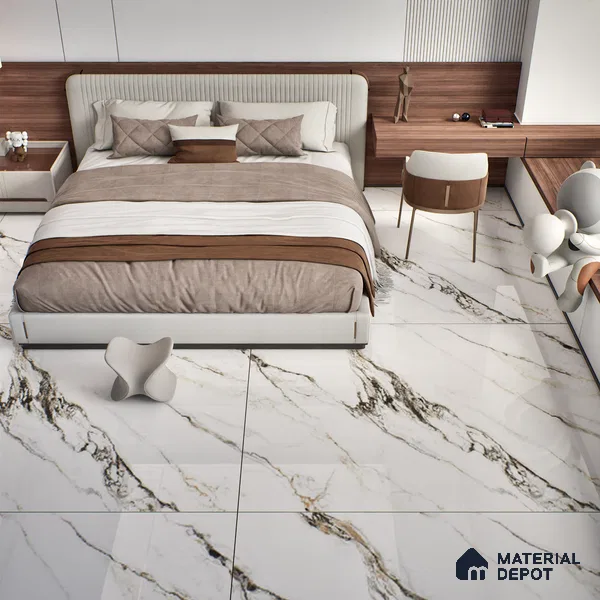 TL 00351 Pearl White 6 ft x 4 ft Glossy Finish Endless Vitrified Wall & Floor Tile - 9 mm | Adhesive and Spacers Must be Used During Installation