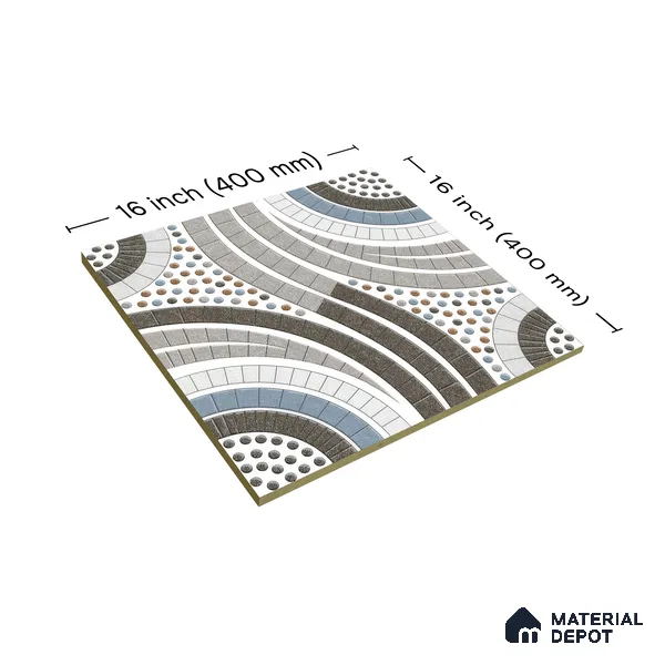 Pebble Floor Tile TL 05338 Strada Gravel Grey 16 inch x 16 inch Vitrified Plain Matte Finish - 12 mm | Suitable for Parking, Balcony, Courtyard, Patio, Terrace (Sample)