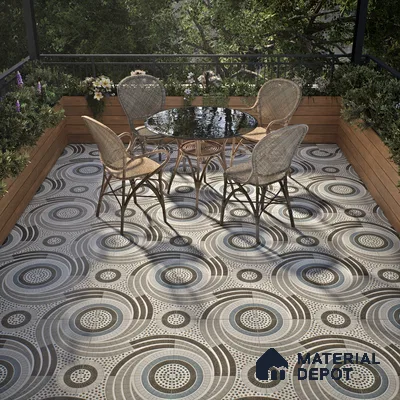 Pebble Floor Tile TL 05338 Strada Gravel Grey 16 inch x 16 inch Vitrified Plain Matte Finish - 12 mm | Suitable for Parking, Balcony, Courtyard, Patio, Terrace (Sample)