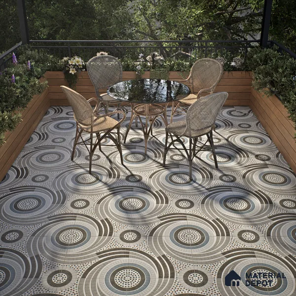 Pebble Floor Tile TL 05338 Strada Gravel Grey 16 inch x 16 inch Vitrified Plain Matte Finish - 12 mm | Suitable for Parking, Balcony, Courtyard, Patio, Terrace (Sample)