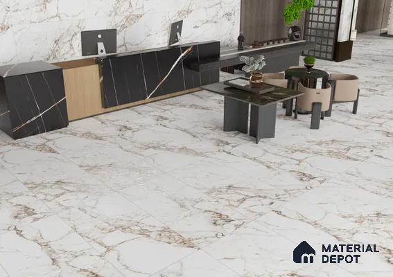 Luxurious Marble-Inspired Reception Area | Material Depot