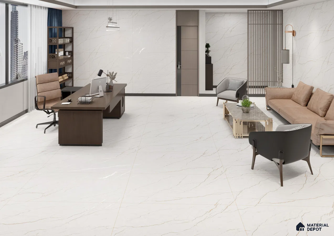 Executive Office with Marble-Inspired Tiles | Material Depot