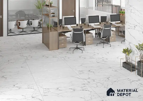 Modern Office with Sleek Marble-Inspired Tile Design | Material Depot
