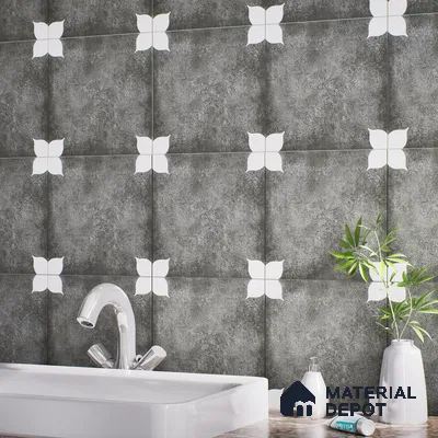 Moroccan Wall & Floor Tile TL 06356 B Petal Grey 300x300 mm Matte Finish Ceramic Tile - 7.5 mm | Please Expect a Slight Variation of Pattern