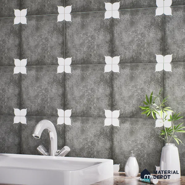 Moroccan Wall & Floor Tile TL 06356 B Petal Grey 300x300 mm Matte Finish Ceramic Tile - 7.5 mm | Please Expect a Slight Variation of Pattern