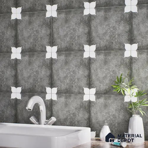 Moroccan Wall & Floor Tile TL 06356 B Petal Grey 300x300 mm Matte Finish Ceramic Tile - 7.5 mm | Please Expect a Slight Variation of Pattern