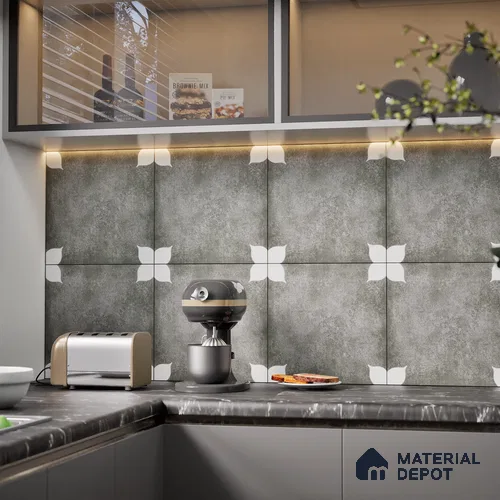 Moroccan Wall & Floor Tile TL 06356 B Petal Grey 300x300 mm Matte Finish Ceramic Tile - 7.5 mm | Please Expect a Slight Variation of Pattern
