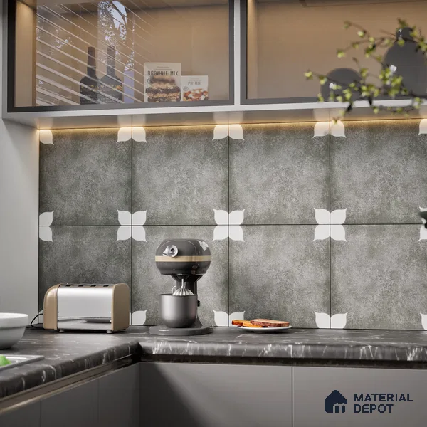 Moroccan Wall & Floor Tile TL 06356 B Petal Grey 300x300 mm Matte Finish Ceramic Tile - 7.5 mm | Please Expect a Slight Variation of Pattern