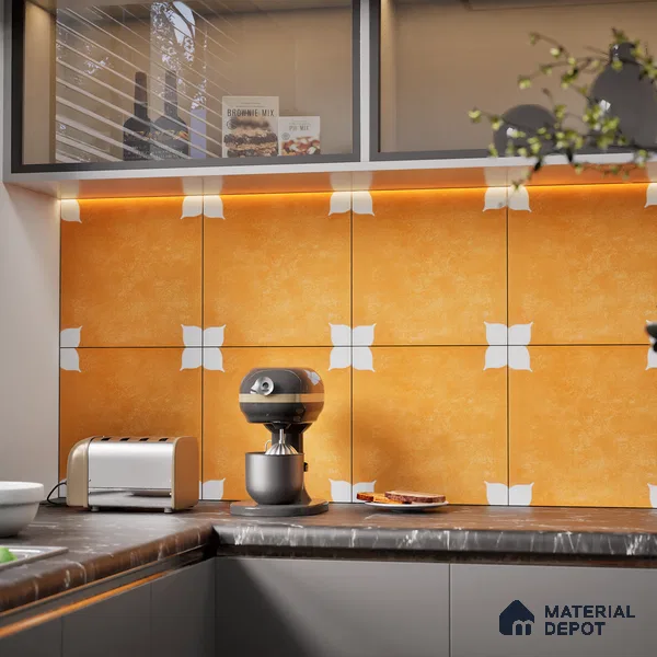 Moroccan Wall & Floor Tile TL 06356 D Petal Yellow 300x300 mm Matte Finish Ceramic Tile - 7.5 mm | Please Expect a Slight Variation of Pattern (Sample)