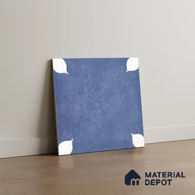 Moroccan Wall & Floor Tile TL 06356 Petal Blue 1 ft x 1 ft Matte Finish Ceramic Tile - 7.5 mm | Suitable for Bathroom, Kitchen, Balcony | Please Expect a Slight Variation of Pattern