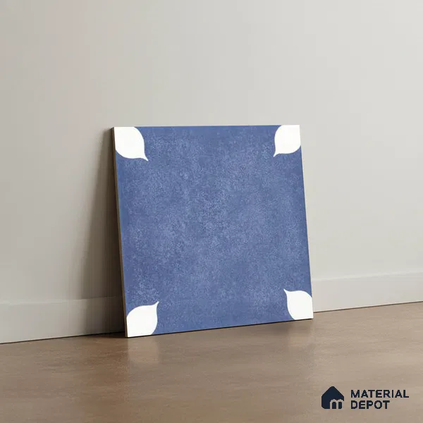 Moroccan Wall & Floor Tile TL 06356 Petal Blue 1 ft x 1 ft Matte Finish Ceramic Tile - 7.5 mm | Suitable for Bathroom, Kitchen, Balcony | Please Expect a Slight Variation of Pattern