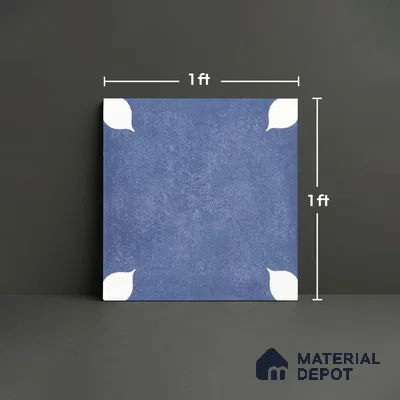 Moroccan Wall & Floor Tile TL 06356 Petal Blue 1 ft x 1 ft Matte Finish Ceramic Tile - 7.5 mm | Suitable for Bathroom, Kitchen, Balcony | Please Expect a Slight Variation of Pattern