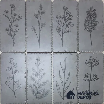 Handmade Third Fired Tumbled Tile TL 13003 Graphite Sketch 297x147 mm Satin Finish Vitrified French Series Tile - 9 mm | 12 Random Design | Custom Design & Individual Designs Available