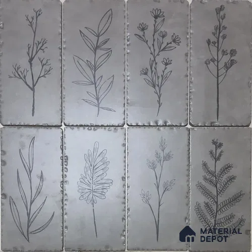 Handmade Third Fired Tumbled Tile TL 13003 C Olive Sketch 297x147 mm Satin Finish Vitrified French Series Tile - 9 mm | 12 Random Design | Custom Design & Individual Designs Available