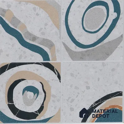 Abstract Wall & Floor Tile TL 04927 Marrakech Azul White 1 ft x 1 ft Ceramic Matte Finish - 9 mm | Random 2 | Suitable for Living Room, Bedroom, Bathroom, Courtyard, Balcony | Please Expect a Slight Variation of Pattern (Sample)