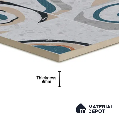 Abstract Wall & Floor Tile TL 04927 Marrakech Azul White 1 ft x 1 ft Ceramic Matte Finish - 9 mm | Random 2 | Suitable for Living Room, Bedroom, Bathroom, Courtyard, Balcony | Please Expect a Slight Variation of Pattern (Sample)