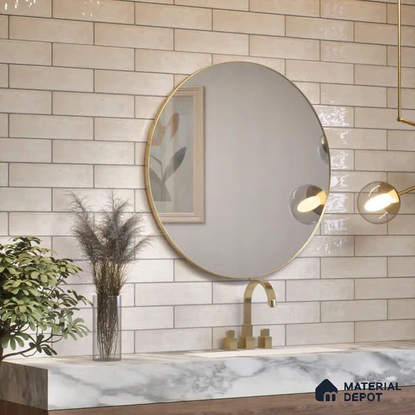 Subway Wall Tile TL 04966 B Cielo Shade 1 Ivory Mist 12 x 3 inch Ceramic Glossy Finish - 6.5 mm | Suitable for Highlighter Walls, Foyer, Bathroom, Kitchen Wall & Backsplashes (Sample)