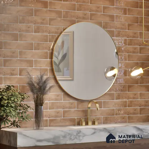 Subway Wall Tile TL 04966 C Cielo Shade 2 Atlas Ocre 12 x 3 inch Ceramic Glossy Finish - 6.5 mm | Suitable for Highlighter Walls, Foyer, Bathroom, Kitchen Wall & Backsplashes