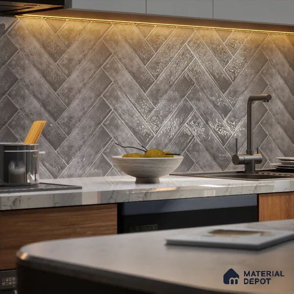Subway Wall Tile TL 04966 D Cielo Shade 1 Armani Arcane 12 x 3 inch Ceramic Glossy Finish - 6.5 mm | Suitable for Highlighter Walls, Foyer, Bathroom, Kitchen Wall & Backsplashes (Sample)