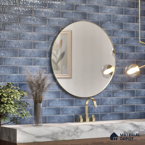 Subway Wall Tile TL 04966 F Cielo Shade 1 Deep Aqua Blue 12 x 3 inch Ceramic Glossy Finish - 6.5 mm | Suitable for Highlighter Walls, Foyer, Bathroom, Kitchen Wall & Backsplashes (Sample)