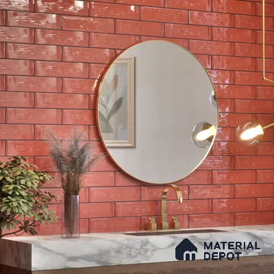 Subway Wall Tile TL 04966 H Cielo Shade 1 Bevelled Bonfire Red 12 x 3 inch Ceramic Glossy Finish - 6.5 mm | Suitable for Highlighter Walls, Foyer, Bathroom, Kitchen Wall & Backsplashes (Sample)