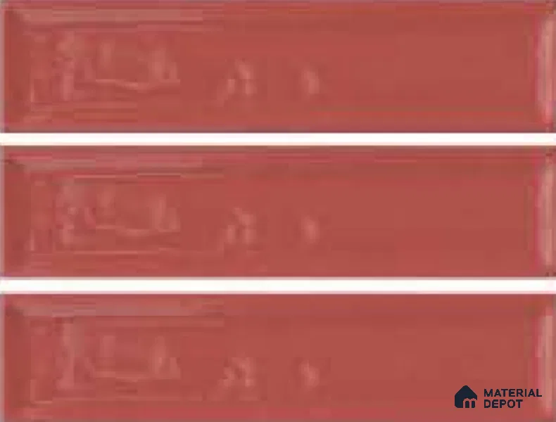 Subway Wall Tile TL 04966 H Cielo Shade 1 Bevelled Bonfire Red 12 x 3 inch Ceramic Glossy Finish - 6.5 mm | Suitable for Highlighter Walls, Foyer, Bathroom, Kitchen Wall & Backsplashes (Sample)