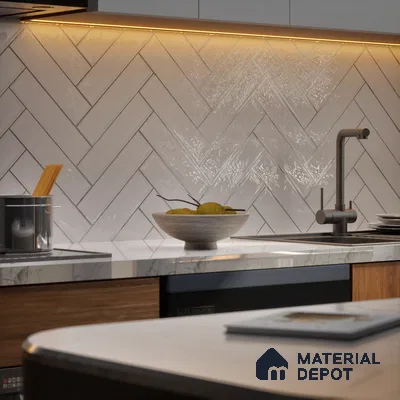Subway Wall Tile TL 04966 I Cielo Shade 2 Altos Carrara 12 x 3 inch Ceramic Glossy Finish - 6.5 mm | Suitable for Highlighter Walls, Foyer, Bathroom, Kitchen Wall & Backsplashes (Sample)