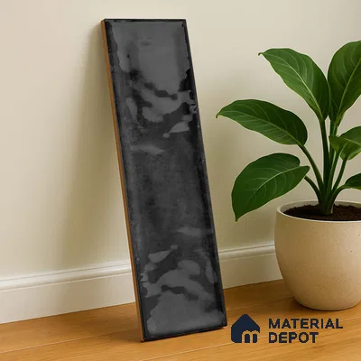 Subway Wall Tile TL 04966 J Cielo Shade 1 Park Hill Black 12 x 3 inch Ceramic Glossy Finish - 6.5 mm | Suitable for Highlighter Walls, Foyer, Bathroom, Kitchen Wall & Backsplashes