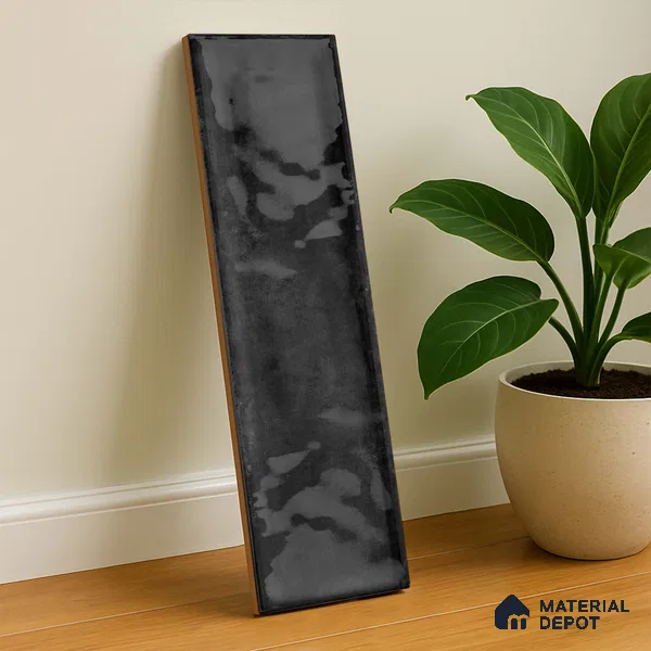 Subway Wall Tile TL 04966 J Cielo Shade 1 Park Hill Black 12 x 3 inch Ceramic Glossy Finish - 6.5 mm | Suitable for Highlighter Walls, Foyer, Bathroom, Kitchen Wall & Backsplashes