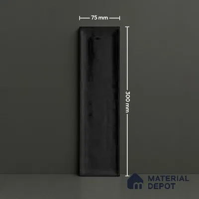 Subway Wall Tile TL 04966 J Cielo Shade 1 Park Hill Black 12 x 3 inch Ceramic Glossy Finish - 6.5 mm | Suitable for Highlighter Walls, Foyer, Bathroom, Kitchen Wall & Backsplashes