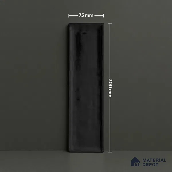 Subway Wall Tile TL 04966 J Cielo Shade 1 Park Hill Black 12 x 3 inch Ceramic Glossy Finish - 6.5 mm | Suitable for Highlighter Walls, Foyer, Bathroom, Kitchen Wall & Backsplashes