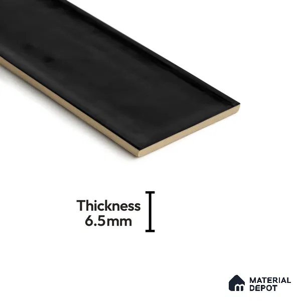 Subway Wall Tile TL 04966 J Cielo Shade 1 Park Hill Black 12 x 3 inch Ceramic Glossy Finish - 6.5 mm | Suitable for Highlighter Walls, Foyer, Bathroom, Kitchen Wall & Backsplashes