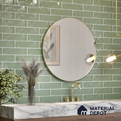 Subway Wall Tile TL 04966 K Cielo Shade 1 Sage Lush Green 12 x 3 inch Ceramic Glossy Finish - 6.5 mm | Suitable for Highlighter Walls, Foyer, Bathroom, Kitchen Wall & Backsplashes