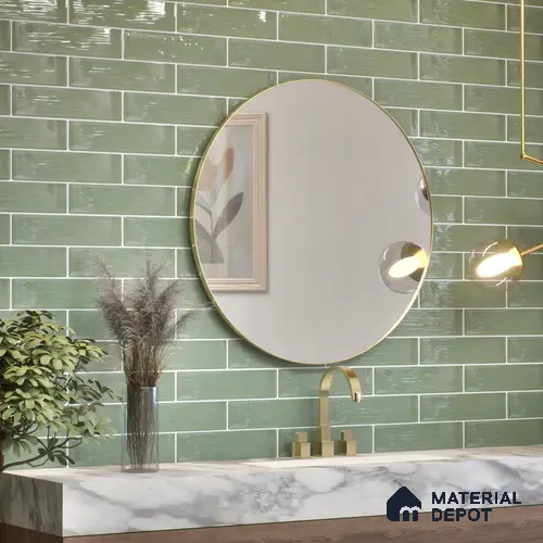 Subway Wall Tile TL 04966 K Cielo Shade 1 Sage Lush Green 12 x 3 inch Ceramic Glossy Finish - 6.5 mm | Suitable for Highlighter Walls, Foyer, Bathroom, Kitchen Wall & Backsplashes