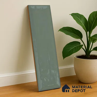 Subway Wall Tile TL 04966 K Cielo Shade 1 Sage Lush Green 12 x 3 inch Ceramic Glossy Finish - 6.5 mm | Suitable for Highlighter Walls, Foyer, Bathroom, Kitchen Wall & Backsplashes