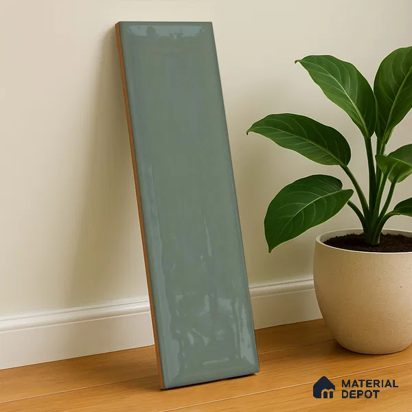 Subway Wall Tile TL 04966 K Cielo Shade 1 Sage Lush Green 12 x 3 inch Ceramic Glossy Finish - 6.5 mm | Suitable for Highlighter Walls, Foyer, Bathroom, Kitchen Wall & Backsplashes