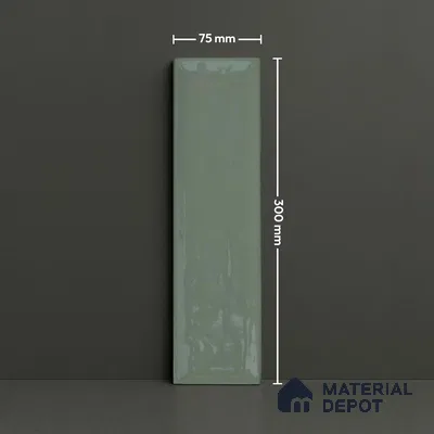 Subway Wall Tile TL 04966 K Cielo Shade 1 Sage Lush Green 12 x 3 inch Ceramic Glossy Finish - 6.5 mm | Suitable for Highlighter Walls, Foyer, Bathroom, Kitchen Wall & Backsplashes