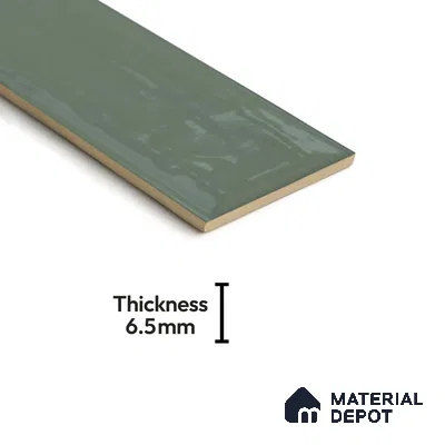 Subway Wall Tile TL 04966 K Cielo Shade 1 Sage Lush Green 12 x 3 inch Ceramic Glossy Finish - 6.5 mm | Suitable for Highlighter Walls, Foyer, Bathroom, Kitchen Wall & Backsplashes