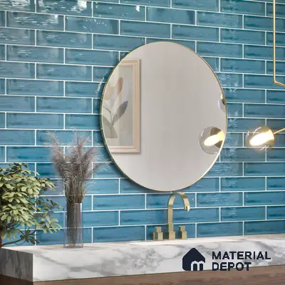 Subway Wall Tile TL 04966 L Cielo Shade 2 Coastal Sky 12 x 3 inch Ceramic Glossy Finish - 6.5 mm | Suitable for Highlighter Walls, Foyer, Bathroom, Kitchen Wall & Backsplashes