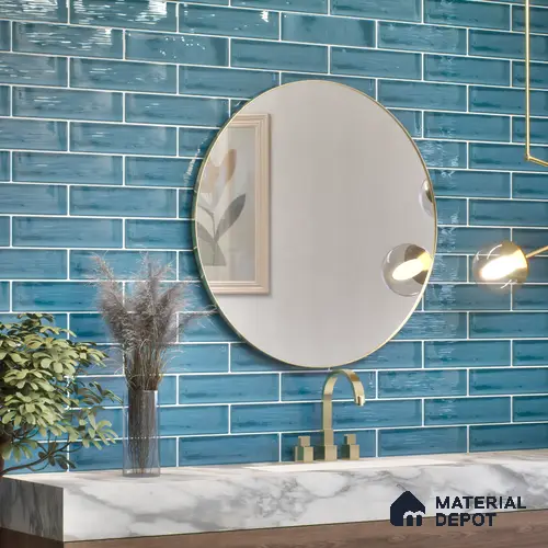 Subway Wall Tile TL 04966 L Cielo Shade 2 Coastal Sky 12 x 3 inch Ceramic Glossy Finish - 6.5 mm | Suitable for Highlighter Walls, Foyer, Bathroom, Kitchen Wall & Backsplashes