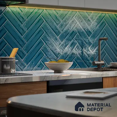 Subway Wall Tile TL 04966 L Cielo Shade 2 Coastal Sky 12 x 3 inch Ceramic Glossy Finish - 6.5 mm | Suitable for Highlighter Walls, Foyer, Bathroom, Kitchen Wall & Backsplashes