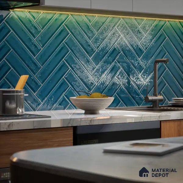Subway Wall Tile TL 04966 L Cielo Shade 2 Coastal Sky 12 x 3 inch Ceramic Glossy Finish - 6.5 mm | Suitable for Highlighter Walls, Foyer, Bathroom, Kitchen Wall & Backsplashes