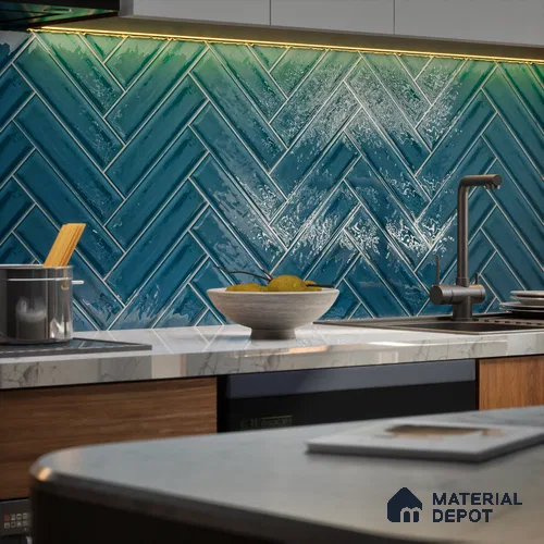 Subway Wall Tile TL 04966 L Cielo Shade 2 Coastal Sky 12 x 3 inch Ceramic Glossy Finish - 6.5 mm | Suitable for Highlighter Walls, Foyer, Bathroom, Kitchen Wall & Backsplashes