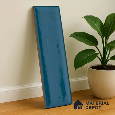 Subway Wall Tile TL 04966 L Cielo Shade 2 Coastal Sky 12 x 3 inch Ceramic Glossy Finish - 6.5 mm | Suitable for Highlighter Walls, Foyer, Bathroom, Kitchen Wall & Backsplashes