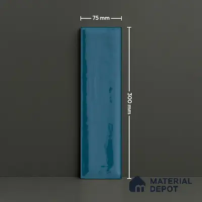 Subway Wall Tile TL 04966 L Cielo Shade 2 Coastal Sky 12 x 3 inch Ceramic Glossy Finish - 6.5 mm | Suitable for Highlighter Walls, Foyer, Bathroom, Kitchen Wall & Backsplashes