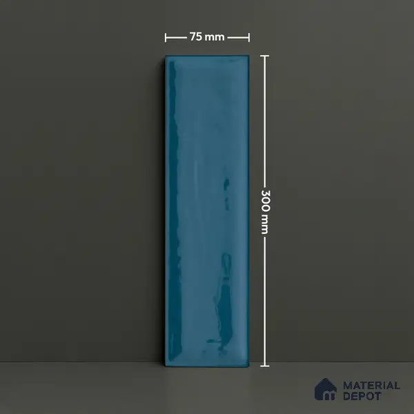 Subway Wall Tile TL 04966 L Cielo Shade 2 Coastal Sky 12 x 3 inch Ceramic Glossy Finish - 6.5 mm | Suitable for Highlighter Walls, Foyer, Bathroom, Kitchen Wall & Backsplashes