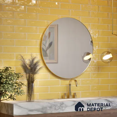 Subway Wall Tile TL 04966 M Cielo Shade 1 Goldfinch Yellow 12 x 3 inch Ceramic Glossy Finish - 6.5 mm | Suitable for Highlighter Walls, Foyer, Bathroom, Kitchen Wall & Backsplashes