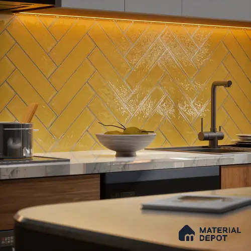 Subway Wall Tile TL 04966 M Cielo Shade 1 Goldfinch Yellow 12 x 3 inch Ceramic Glossy Finish - 6.5 mm | Suitable for Highlighter Walls, Foyer, Bathroom, Kitchen Wall & Backsplashes